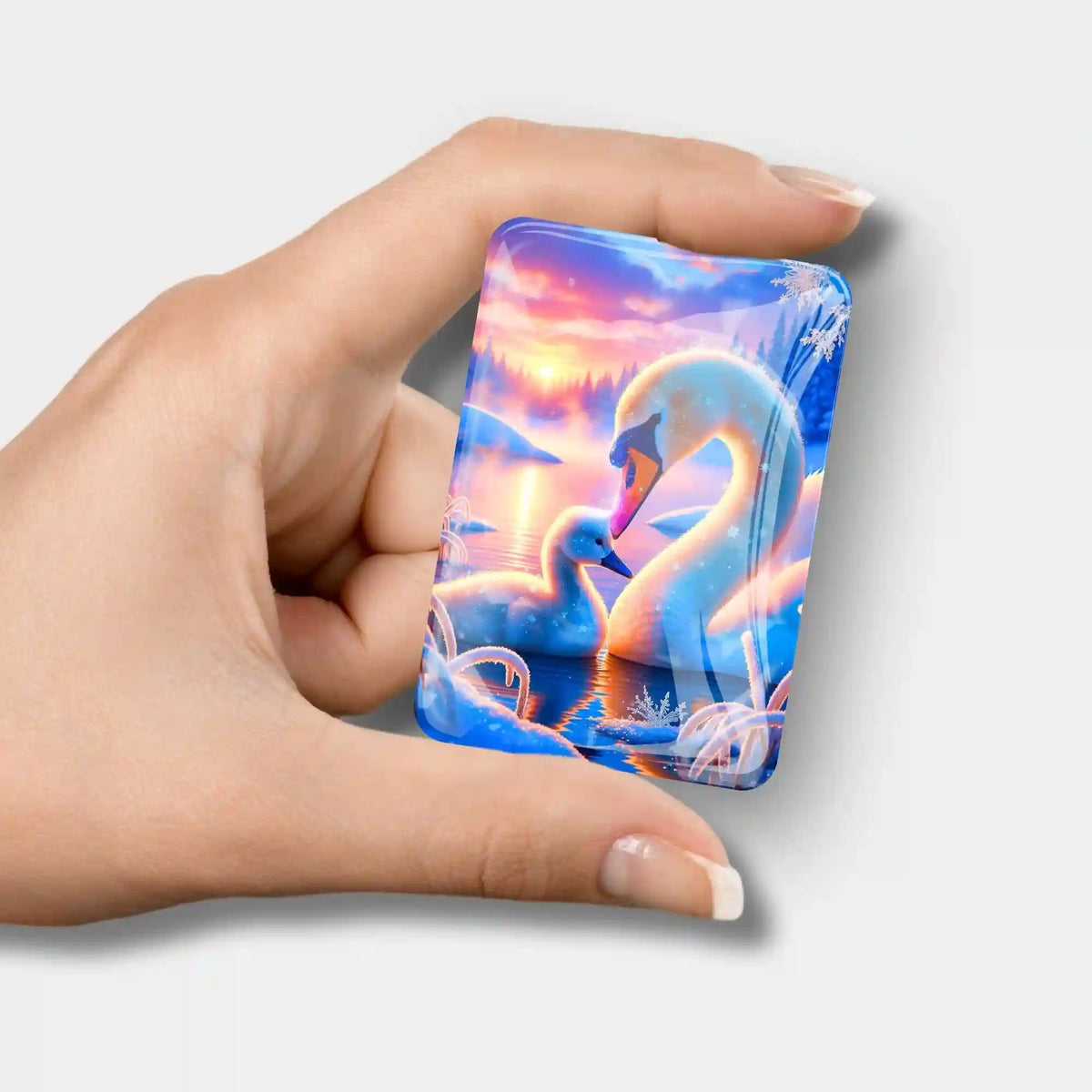 Magischer Coverminder aus Glas mit Schwanen-Motiv für dein Diamond Painting Zubehör