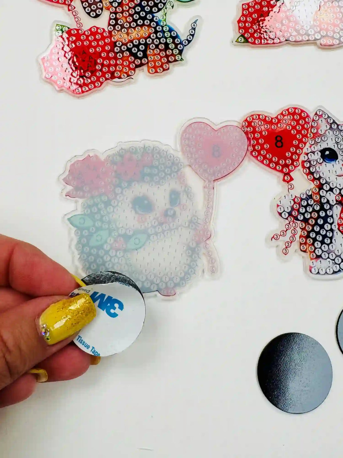 Diamond Painting Kühlschrankmagnete mit süßen Tier-Motiven und Herz-Ballons zum Basteln für Kinder und Erwachsene