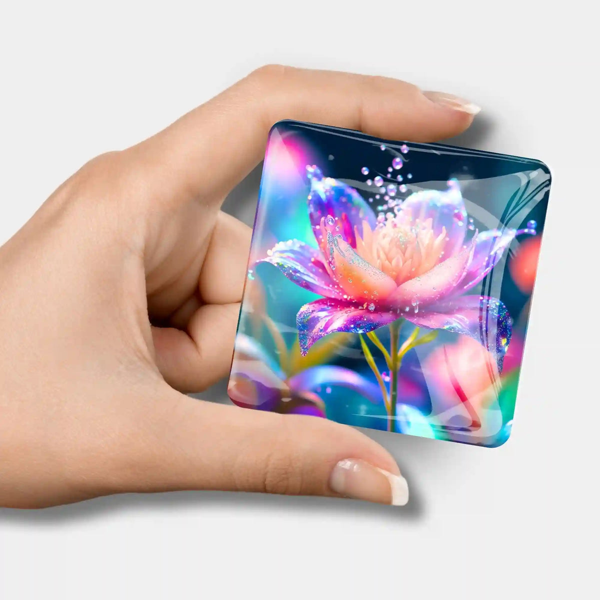 Magischer Sternentau Cover Minder aus Glas als praktisches Zubehör für Diamond Painting Projekte.