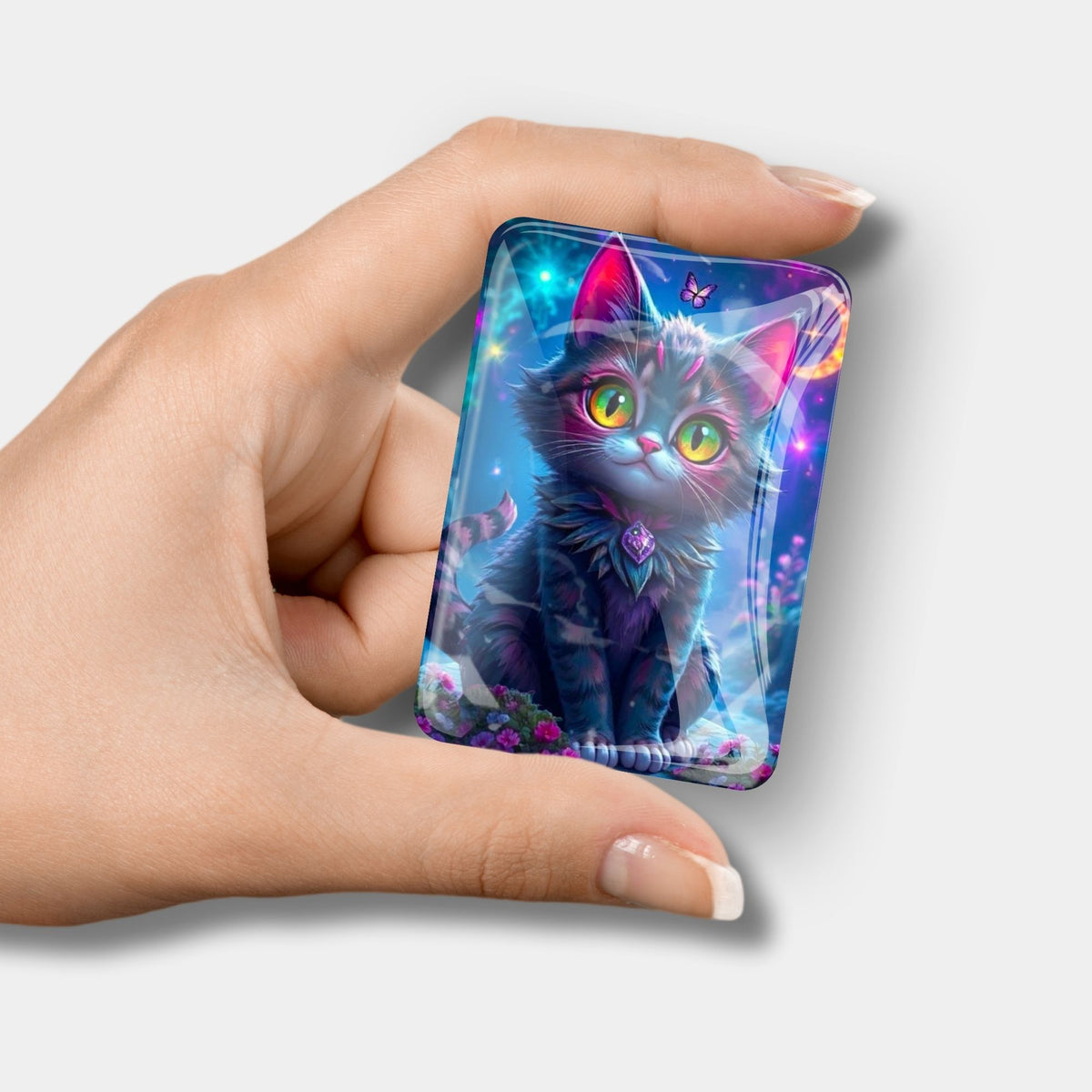 Magischer Cover Minder mit Night Cat Motiv als praktisches Zubehör für Diamond Painting Sets von Picmondoo.