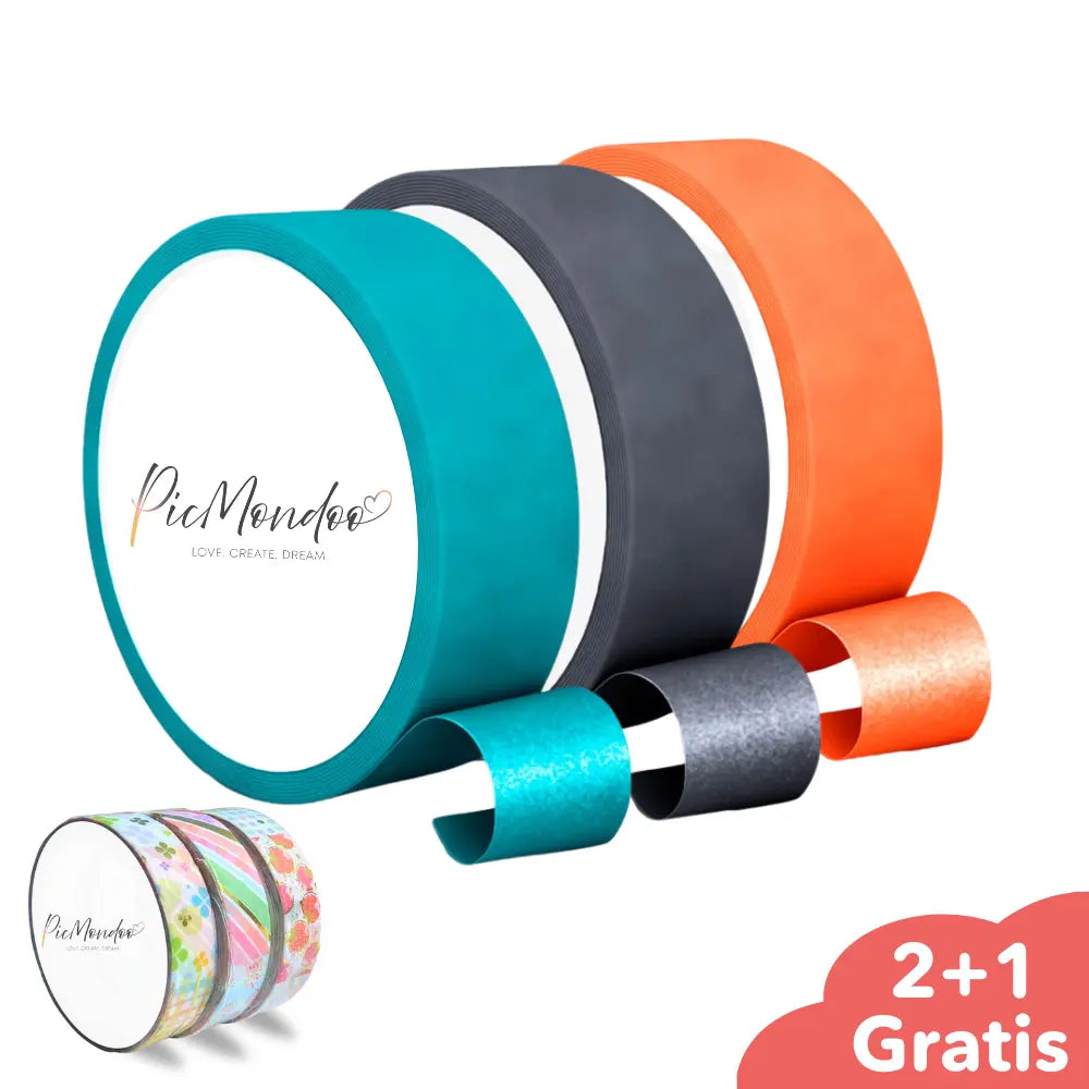 Diamond Painting Klebeband 2+1 Vorteilspack für gerade Steinreihen in Türkis, Grau und Orange