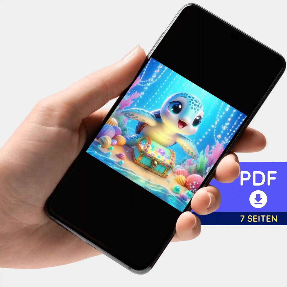 Digitale PDF-Bildmappe Kleiner Schatzwächter für Diamond Painting auf Smartphone angezeigt