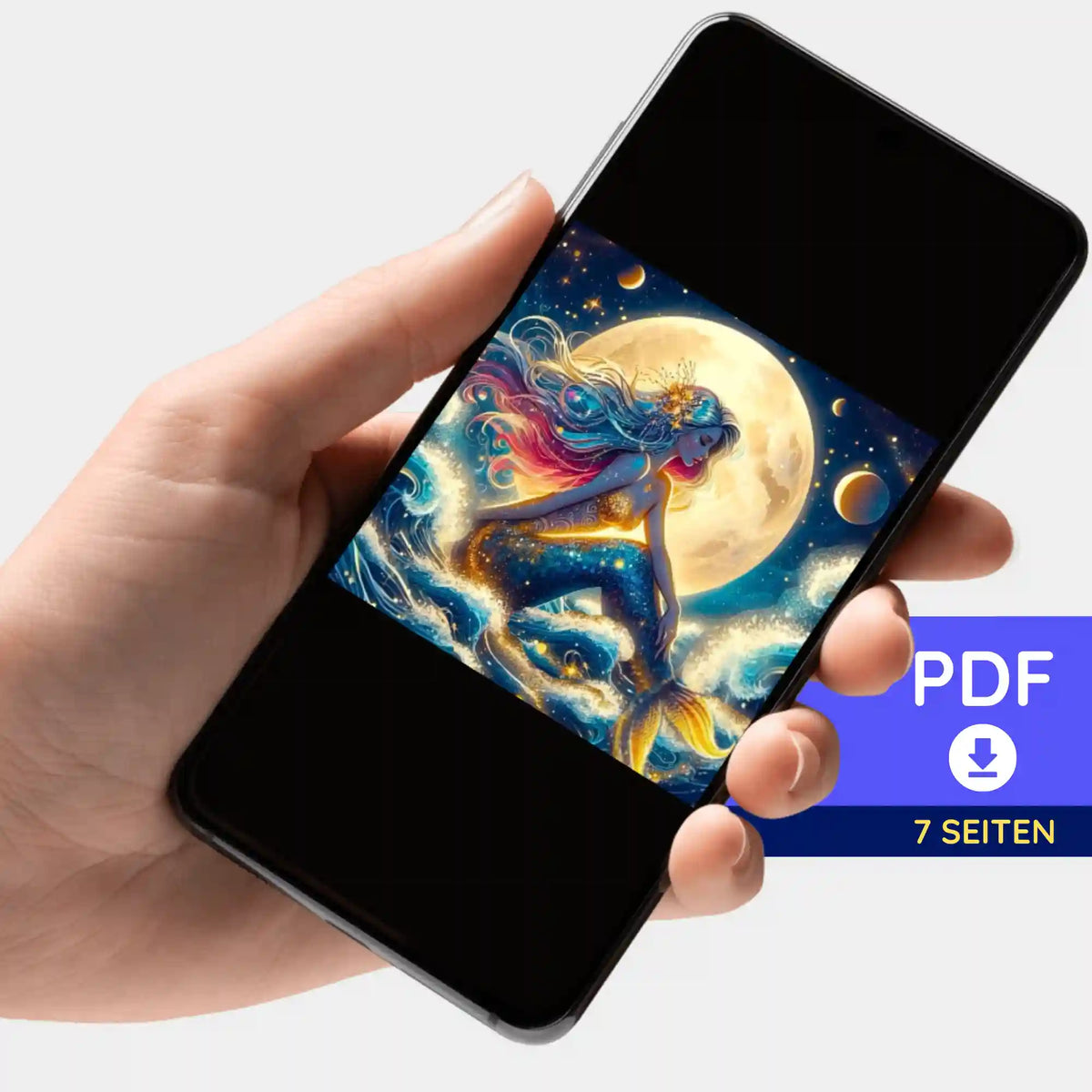 Digitale Picmondoo PDF-Bildmappe mit Meerjungfrau-Motiv für dein Diamond Painting oder Malen nach Zahlen Projekt