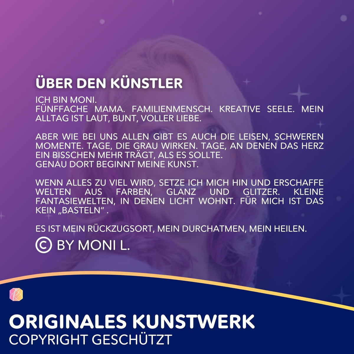 Künstlervorstellung Moni für exklusive Diamond Painting Sets mit Wolfsmädchen Motiv und Feenstaubeffekt