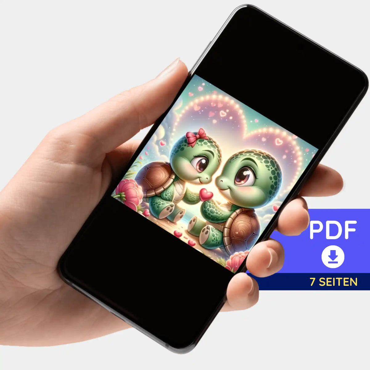 Digitale Bildmappe zum Diamond Painting: Paul und Paulinchen Schildkröten-Motiv als PDF-Download zum kreativen Basteln