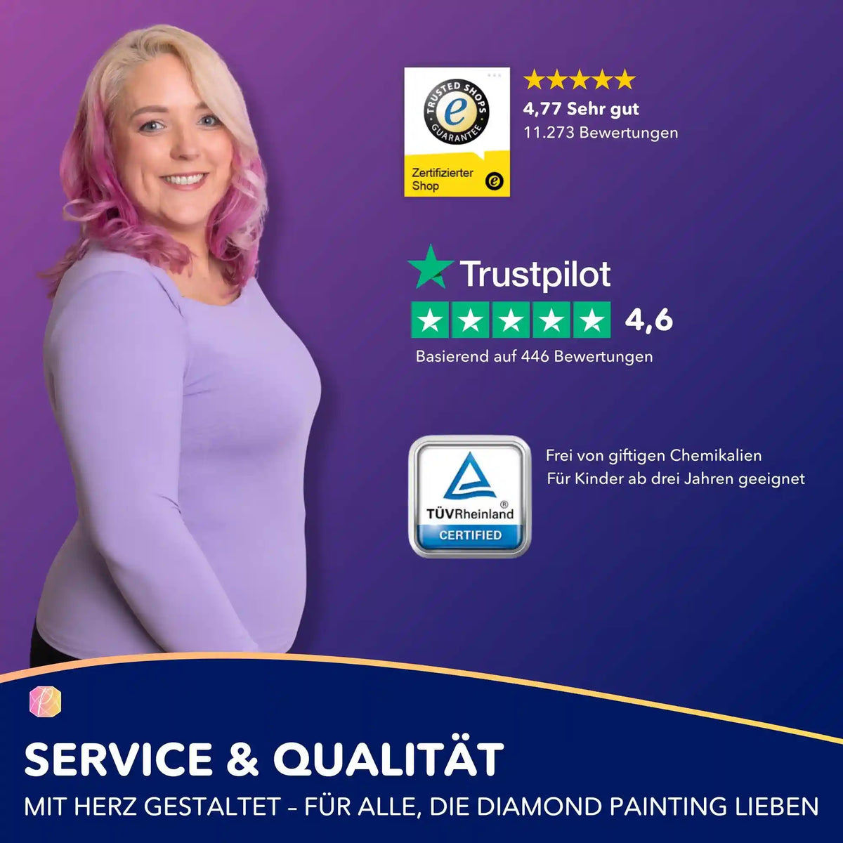 Picmondoo Service und Qualität für Diamond Painting Sets mit TÜV-Zertifizierung und exzellenten Kundenbewertungen