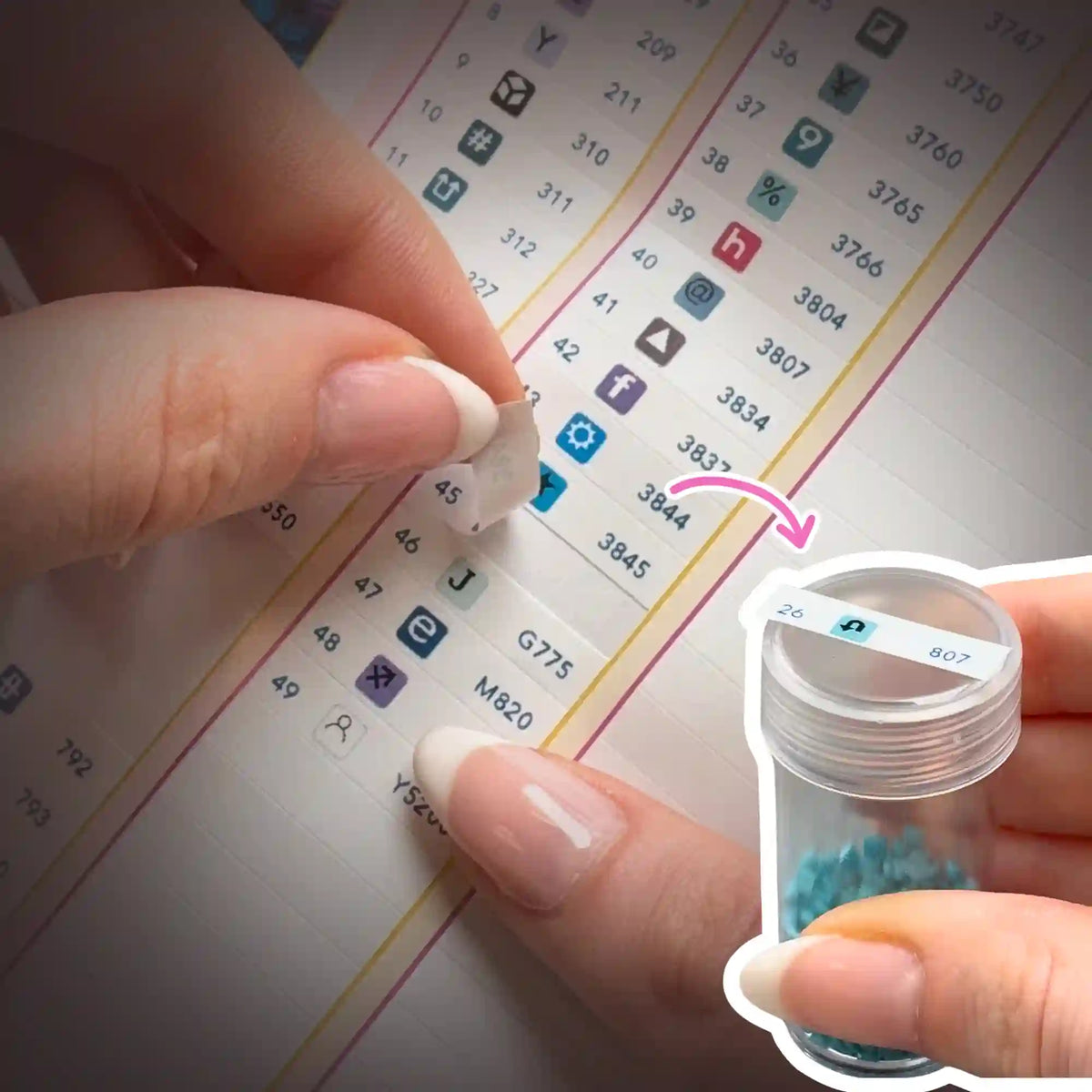 Diamond Painting Sticker zur Beschriftung von Farbdöschen für mehr Ordnung beim Diamanten Painting