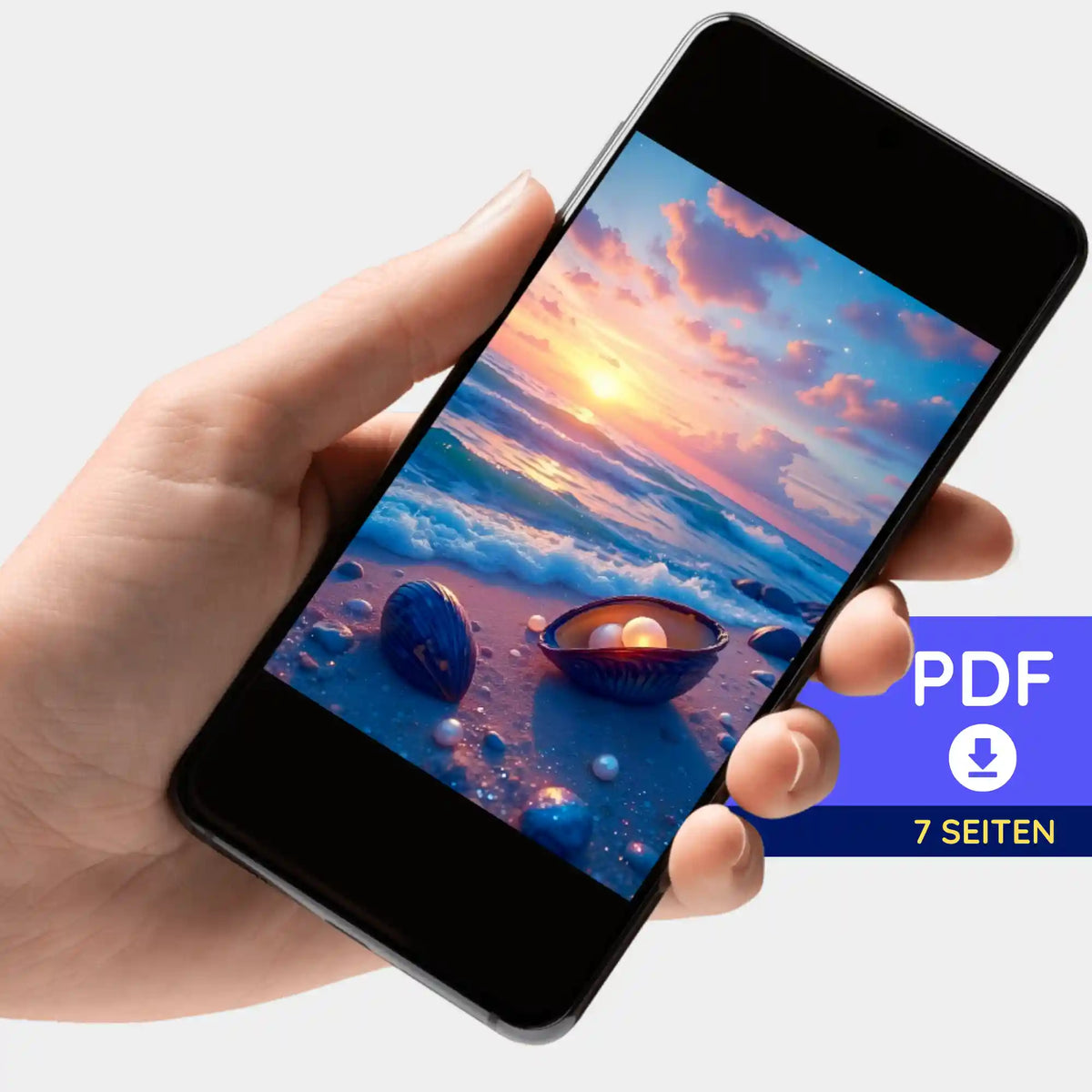 Digitale PDF-Bildmappe Strandliebe für Diamond Painting und Malen nach Zahlen auf Smartphone-Display