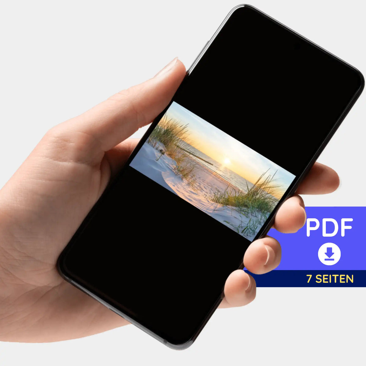 Digitale PDF-Bildmappe zur Vorlage für Diamond Painting oder Malen nach Zahlen mit Motiv Sonnenuntergang am Strand
