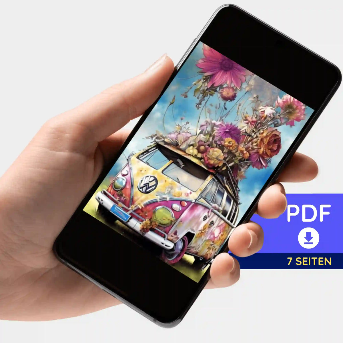 Digitale Flower Power Bully Bildmappe als PDF für Diamond Painting und Malen nach Zahlen Projekte von Picmondoo.