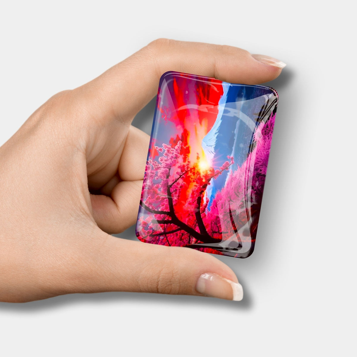 Diamond Painting Cover Minder Berg der Kirschblüten aus Glas mit Magnet für brillantes Bastel-Zubehör