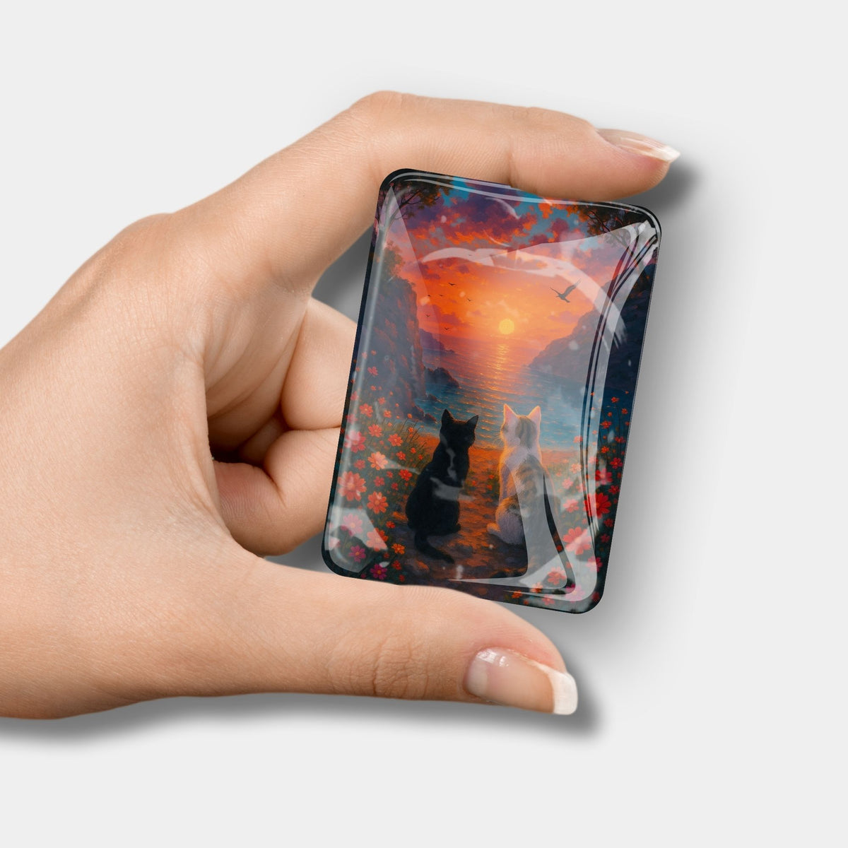 Glas Cover Minder mit Katzen-Motiv zum Fixieren der Schutzfolie bei Diamond Painting Sets