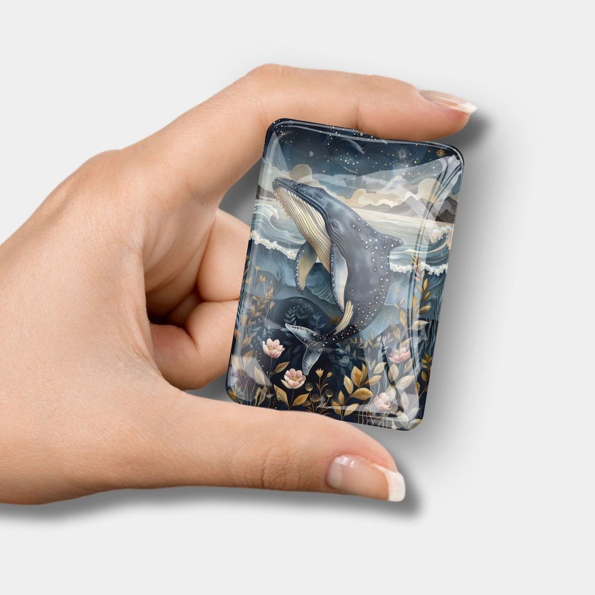 Glas-Coverminder Meeresträume mit Wal-Motiv als praktisches Zubehör für Diamond Painting und Bastelprojekte