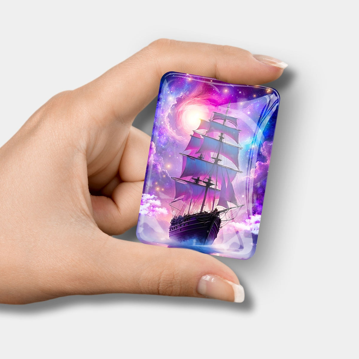 Glas Cover Minder Starlight Ocean mit Segelschiff Motiv als praktisches Zubehör für Diamond Painting und Bastelsets