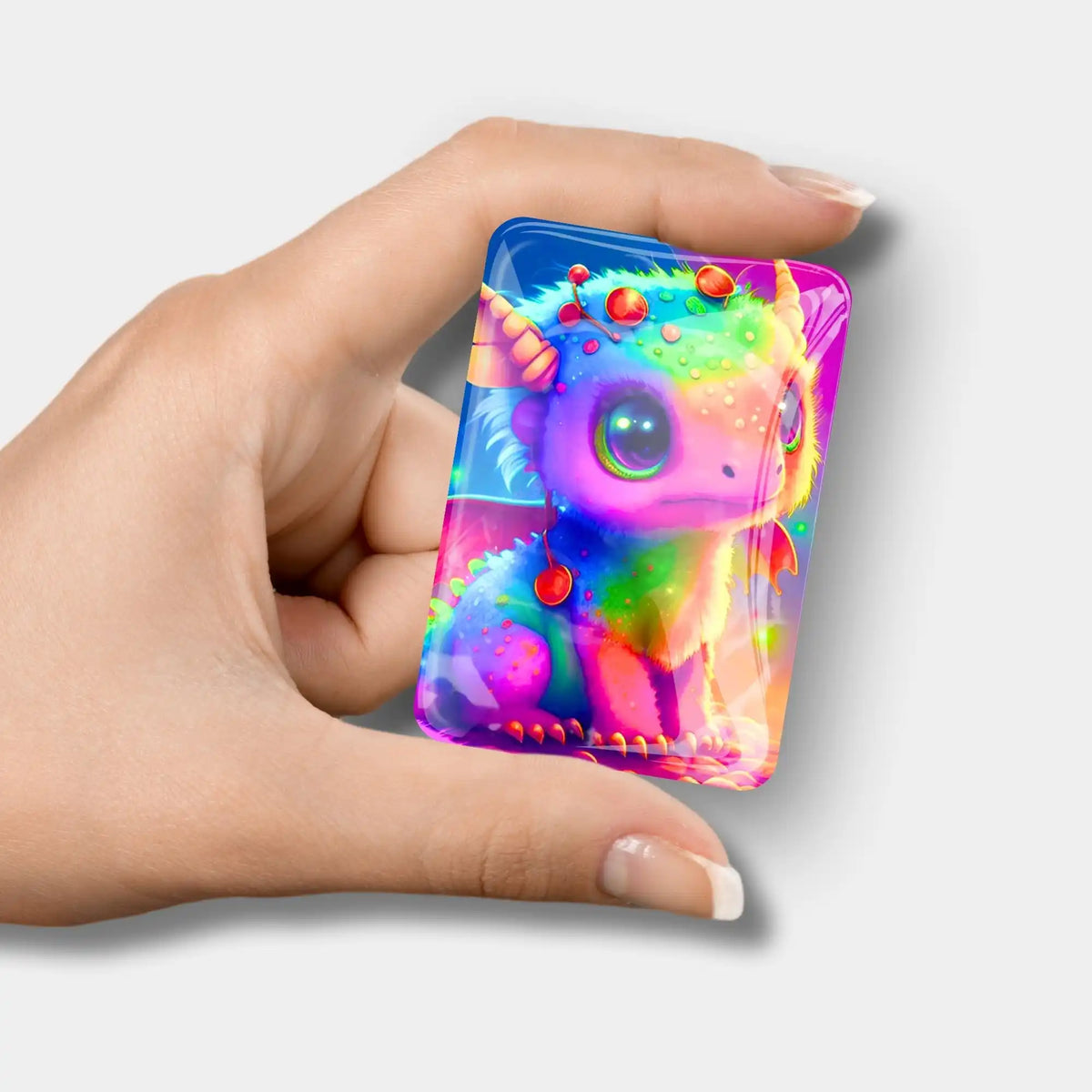 Bunter Regenbogendrache als magnetischer Cover Minder aus Glas für Diamond Painting Zubehör