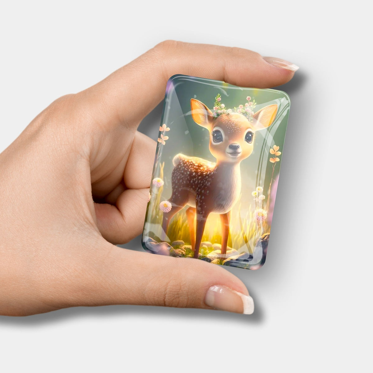 Glas Cover Minder mit süßem Rehkitz Motiv für Diamond Painting und Bastelsets: Ein unverzichtbares Zubehör.