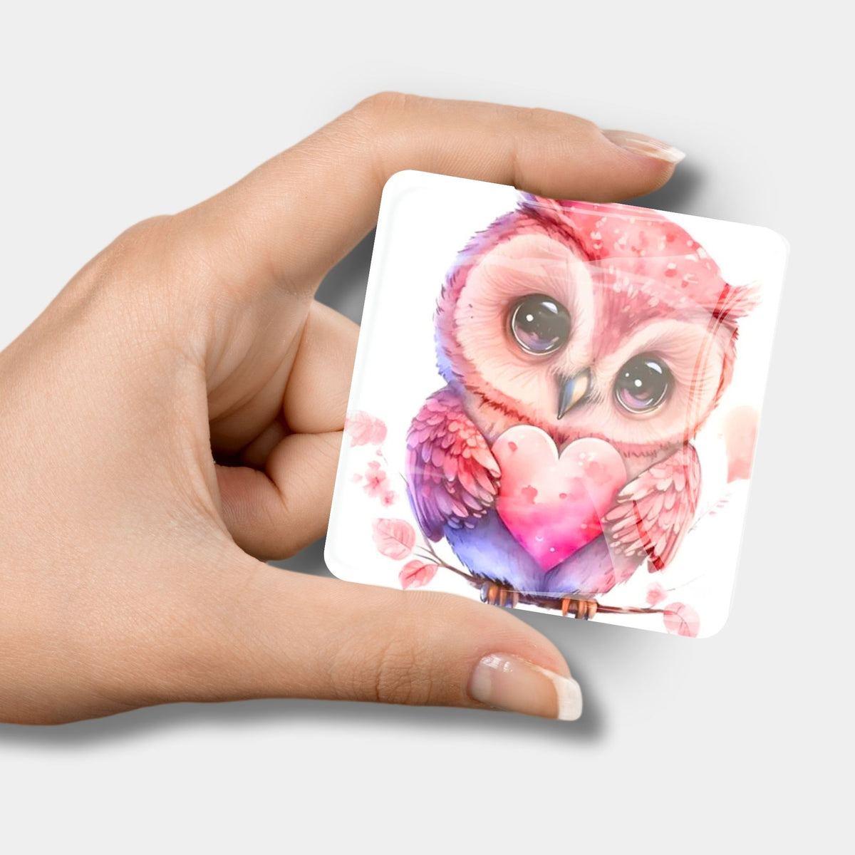 Glas Cover Minder Loving Owl mit süßer Eule und Herz für Diamond Painting Zubehör