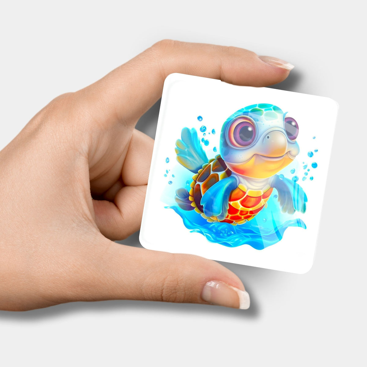 Glas Cover Minder für Diamond Painting mit süßer planschender Schildkröte als praktisches Zubehör für Bastelsets.