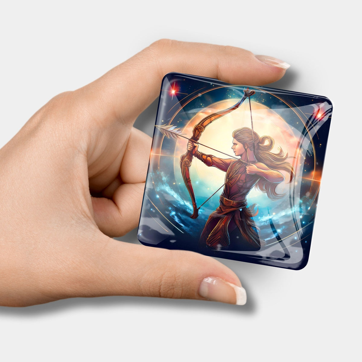 Quadratischer Sternzeichen Schütze Cover Minder aus Glas als praktisches Zubehör für dein Diamond Painting Projekt