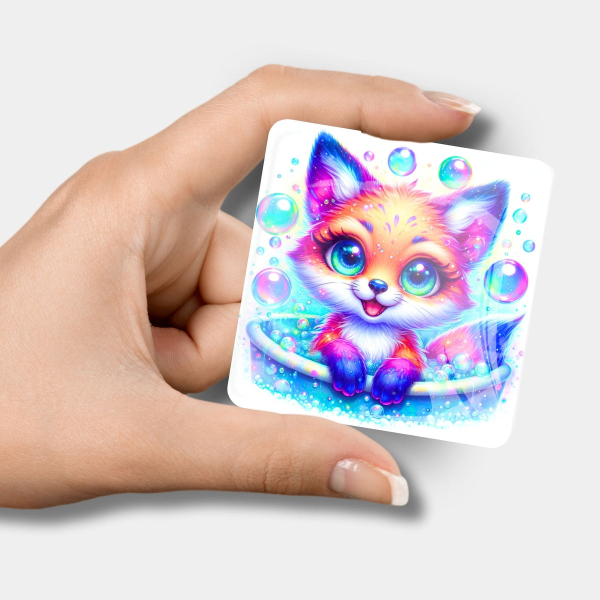 Foxy Fuchs Glas-Coverminder mit buntem Fuchs-Motiv als praktisches Zubehör für Diamond Painting Projekte