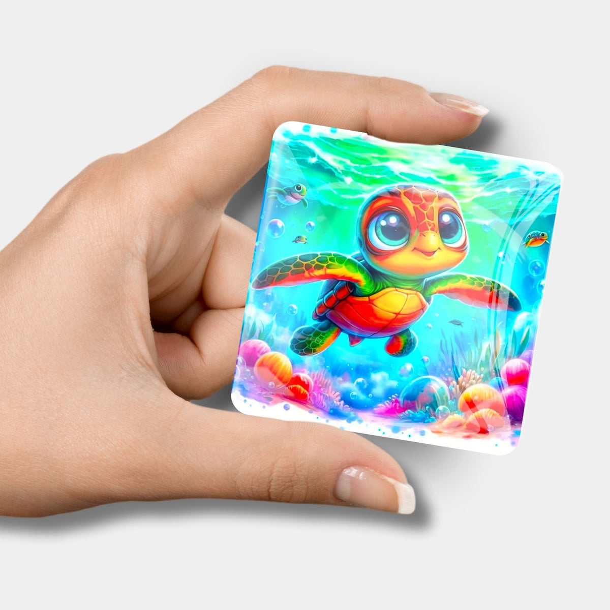 Quadratischer Lotta Meeresschildkröte Cover Minder aus Glas als praktisches Zubehör für dein Diamond Painting