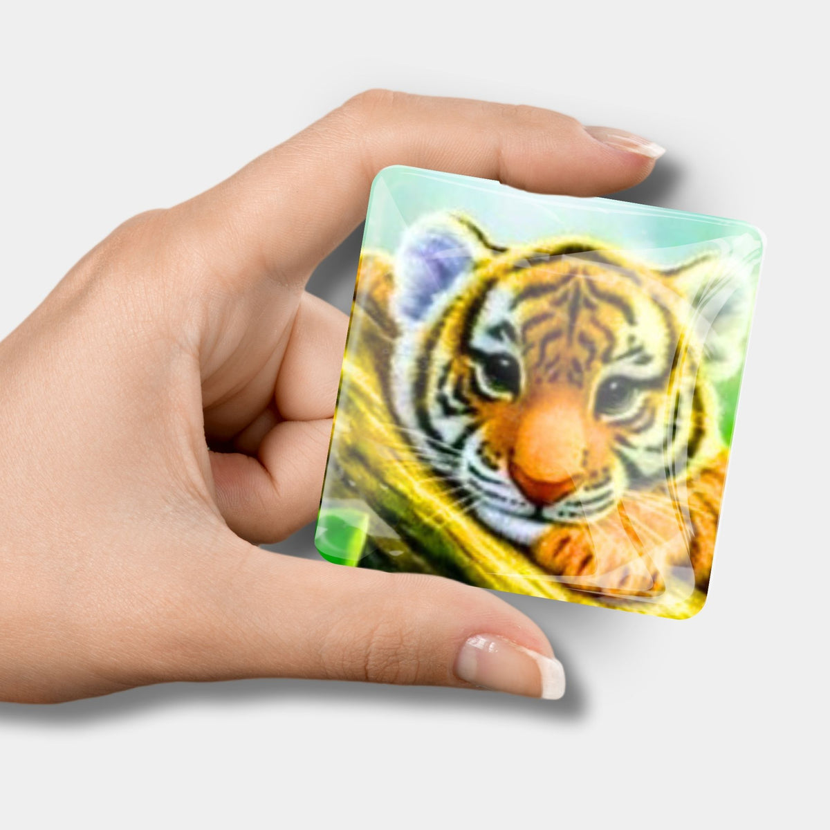 Glas Cover Minder mit Tigerbaby Motiv als Magnet-Zubehör für dein Diamond Painting Projekt