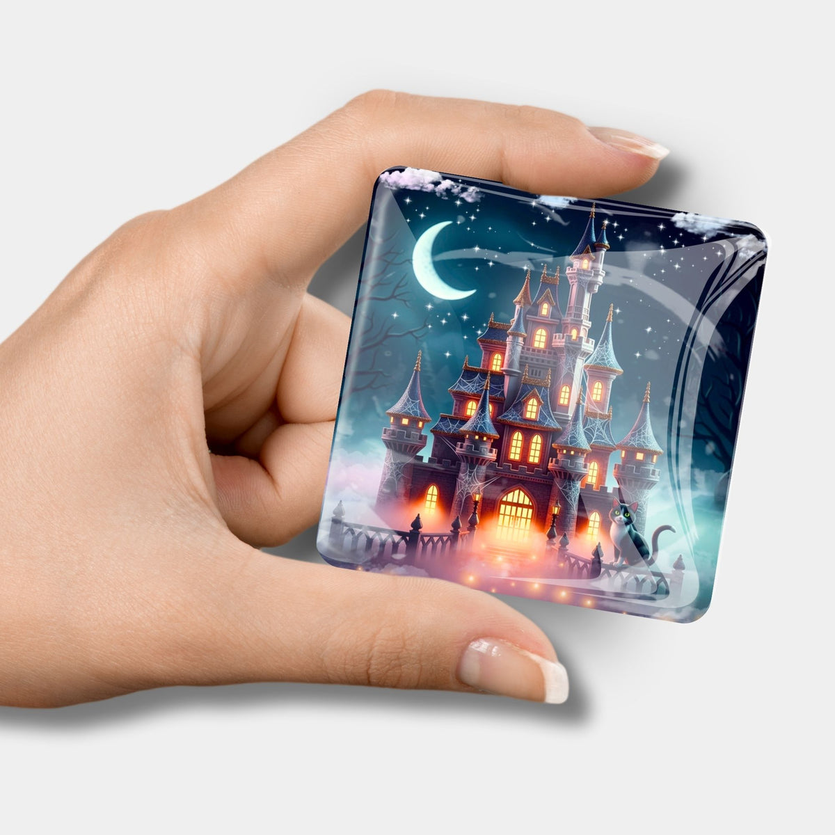 Magischer Cover Minder mit Nachtschloss Motiv als praktisches Zubehör für Diamond Painting Projekte