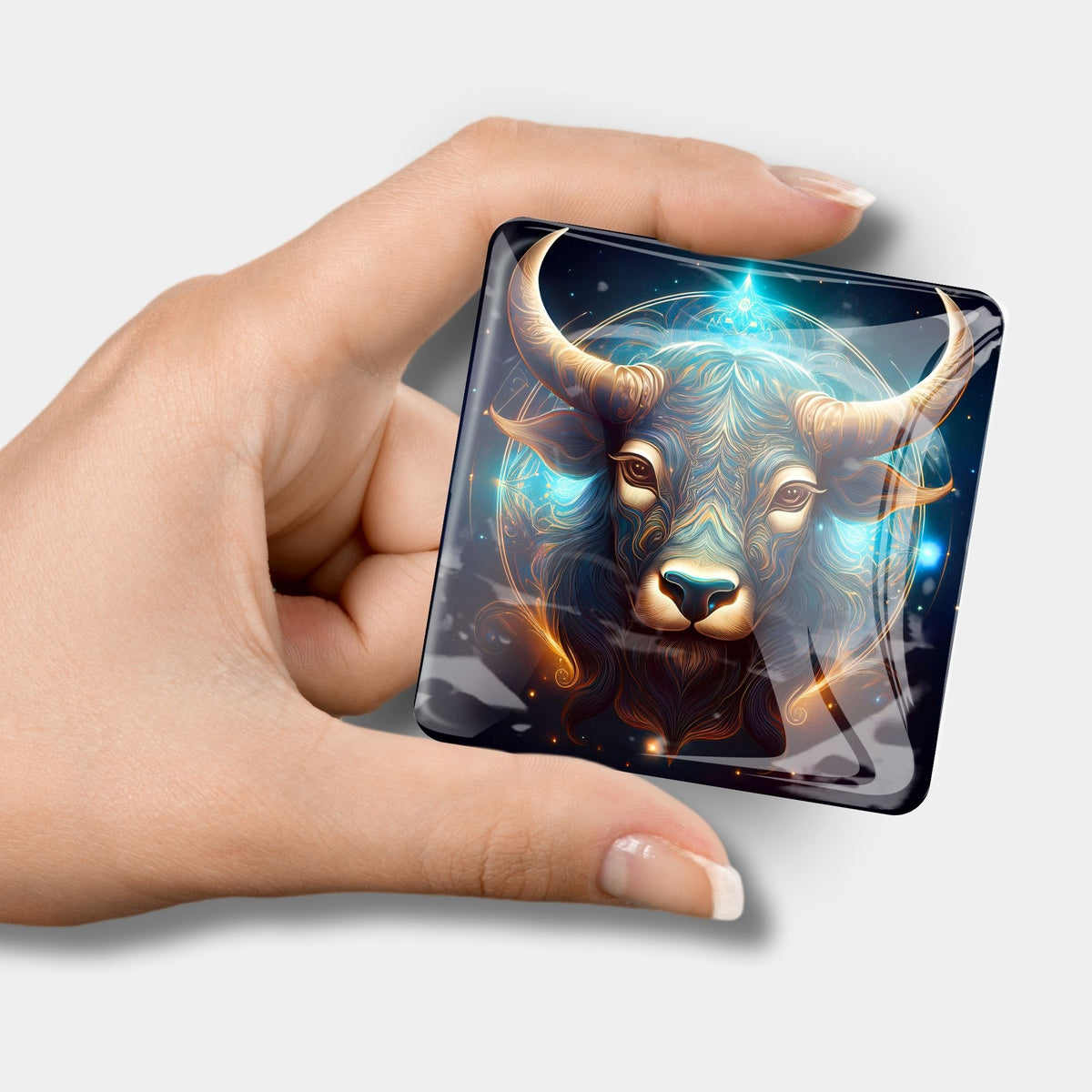 Quadratischer Sternzeichen Stier Coverminder aus Glas als praktisches Zubehör für dein nächstes Diamond Painting Projekt