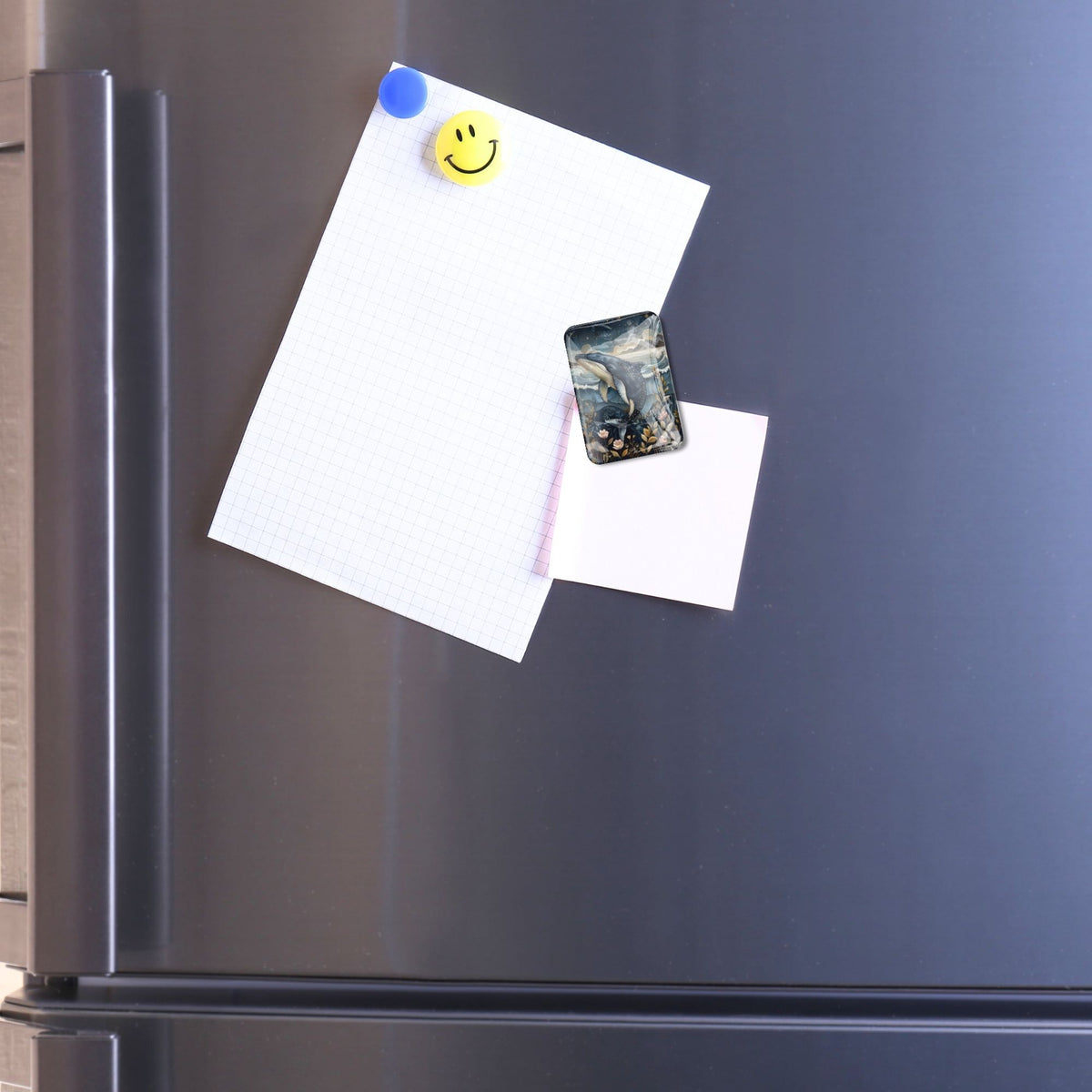 Diamond Painting Cover Minder Meeresträume mit Wal-Motiv als magnetischer Helfer am Kühlschrank