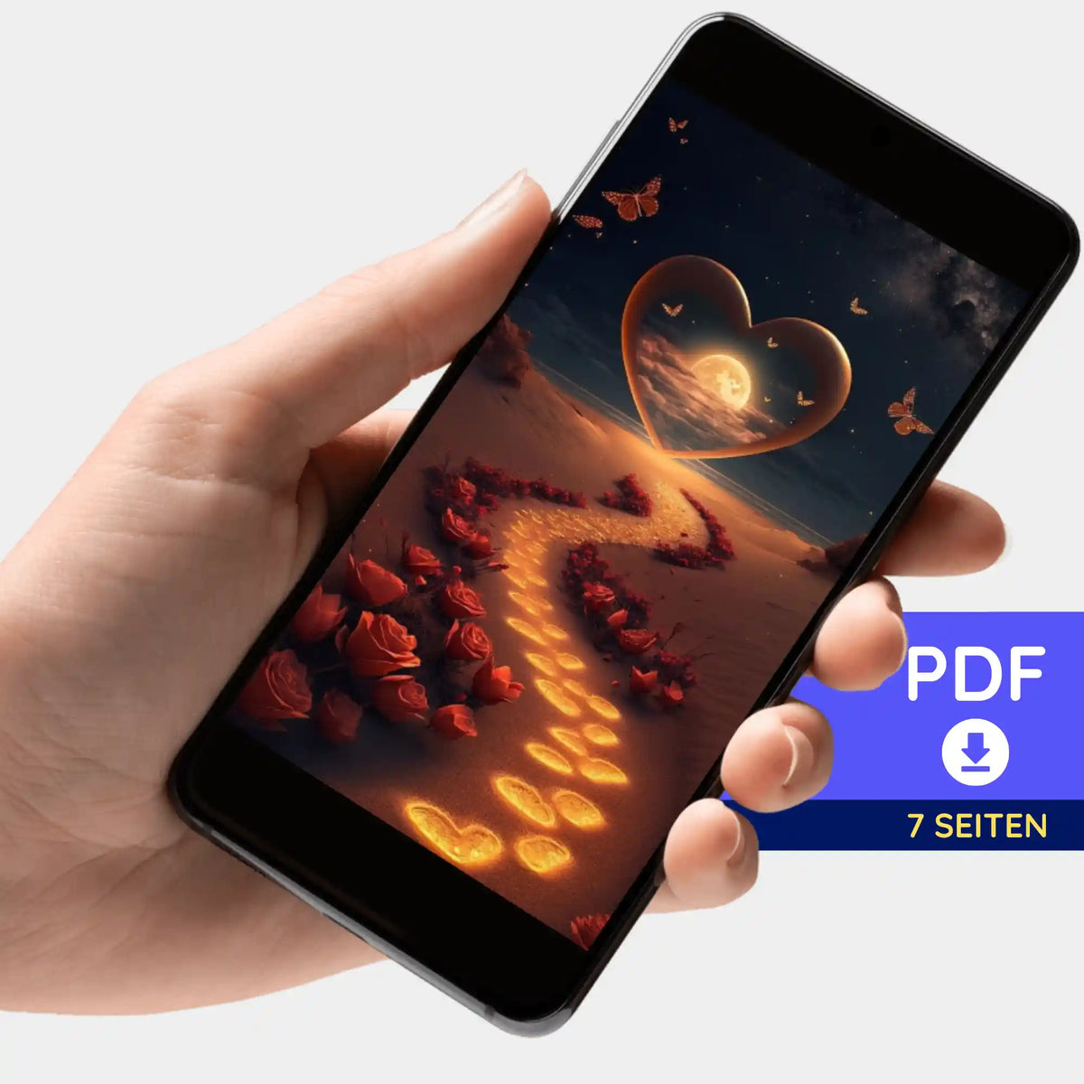 Digitale PDF-Bildmappe Weg der Liebe für Diamond Painting und Malen nach Zahlen auf dem Smartphone
