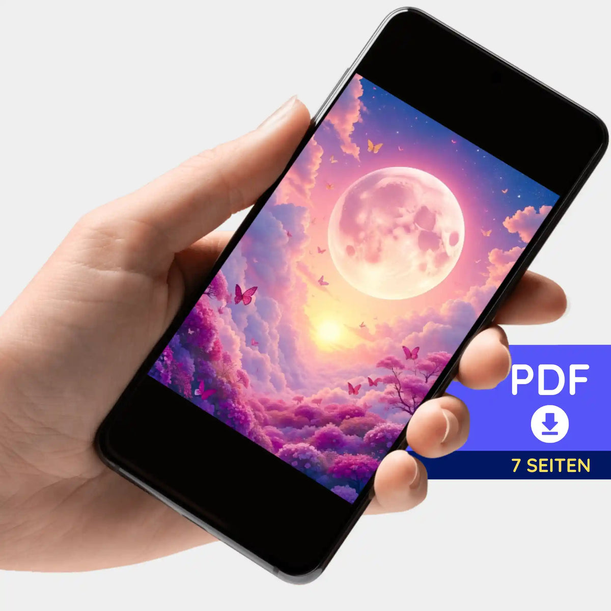 Digitale PDF-Bildmappe zum Diamond Painting & Malen nach Zahlen mit Wolkenreich-Motiv auf dem Smartphone