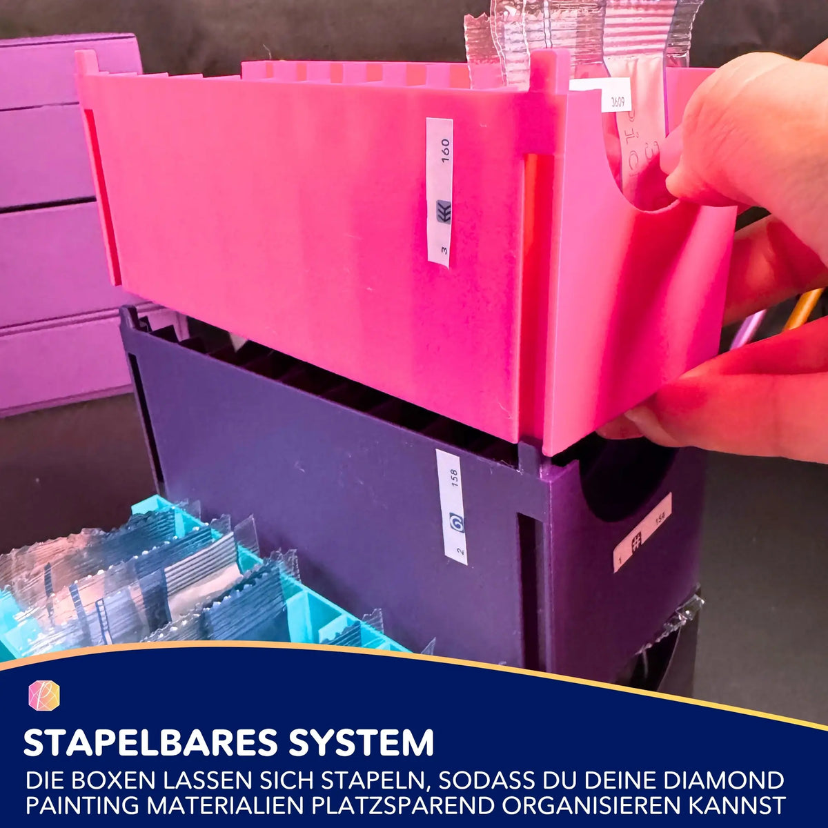 Stapelbare Diamond Painting Aufbewahrung aus 3D-Druck für Zipptüten zur organisierten Aufbewahrung deiner Bastel-Materialien