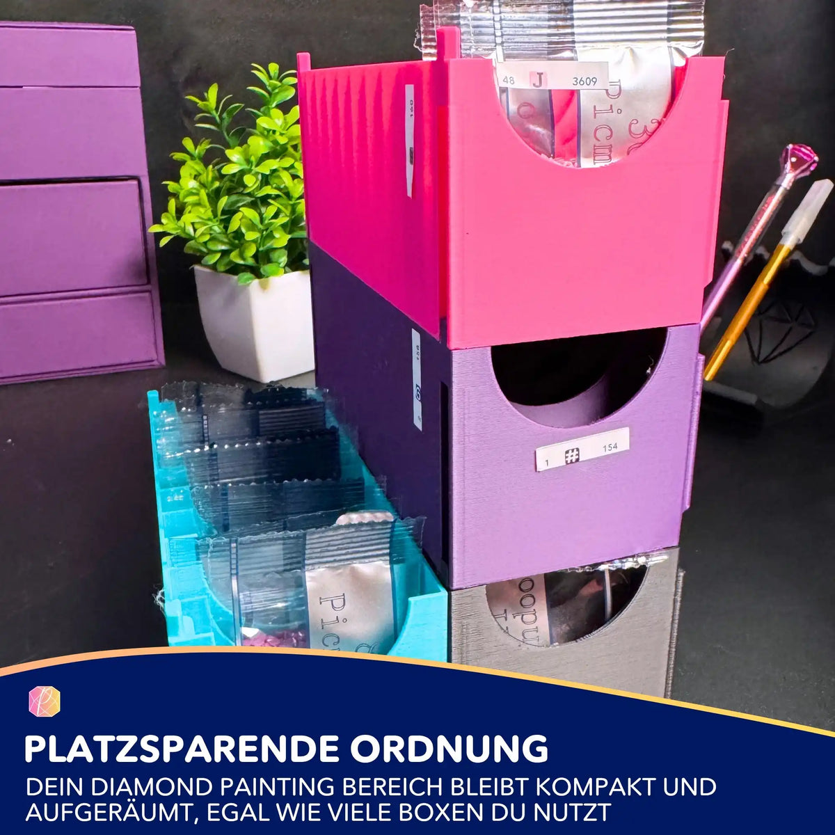 3D-gedruckte Diamond Painting Aufbewahrungsbox für Zipptüten zur organisierten Aufbewahrung von Steinchen