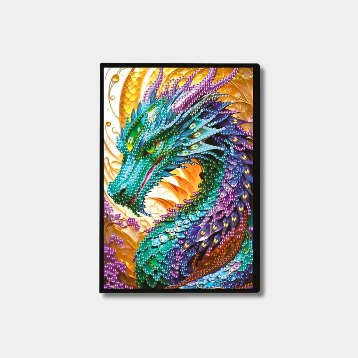 A5 Diamond Painting Notizbuch mit buntem Drachen-Motiv aus glitzernden Steinchen für kreative DIY-Projekte