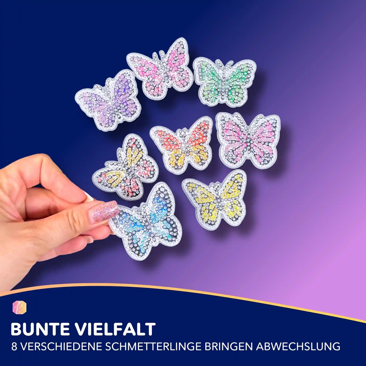 Bunte Diamond Painting Schmetterlinge als DIY-Becherverschlüsse für Party-Dekoration und Getränke
