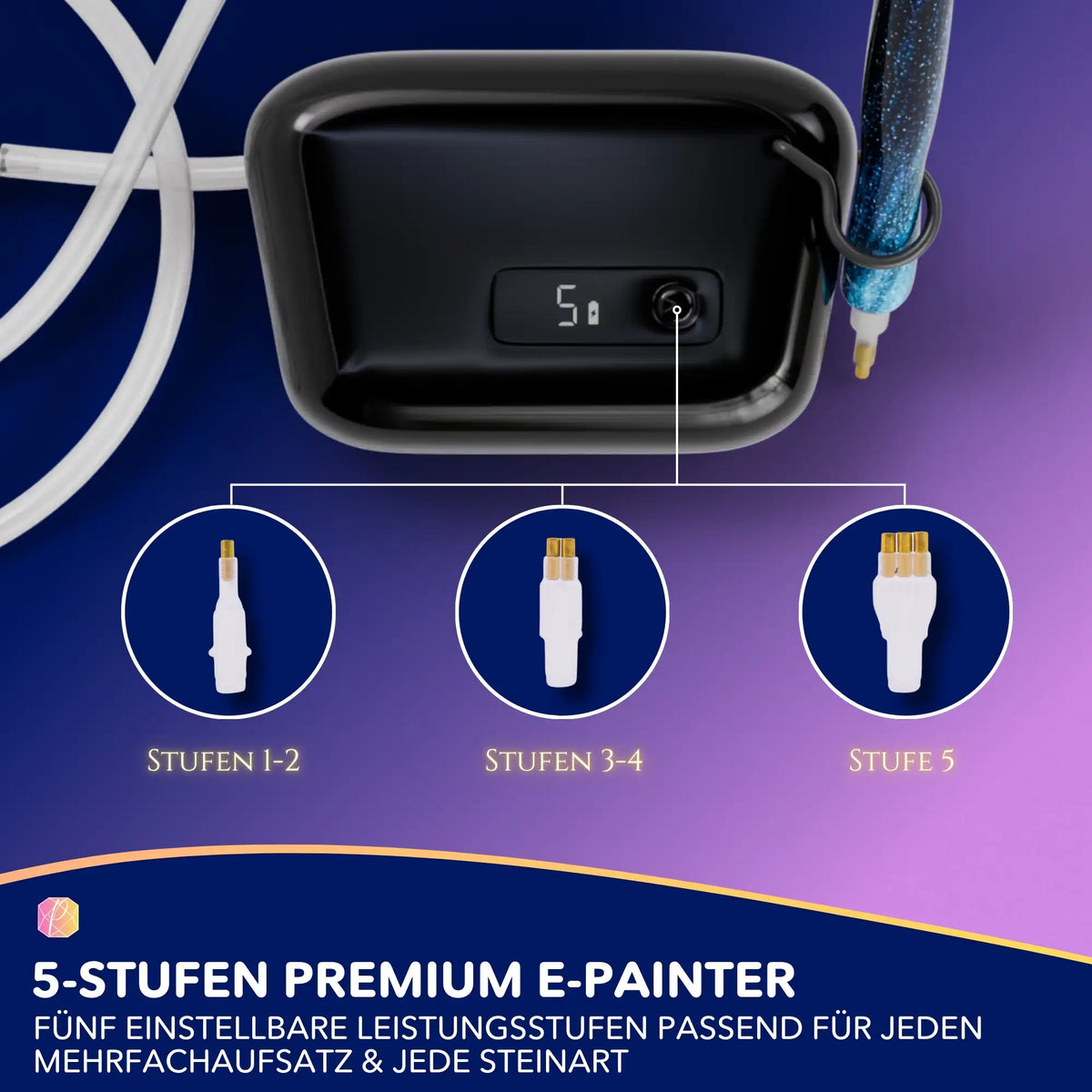 E-Painter Black Edition für Diamond Painting mit 5 Saugstufen und verschiedenen Aufsätzen für einfaches Steinesetzen.
