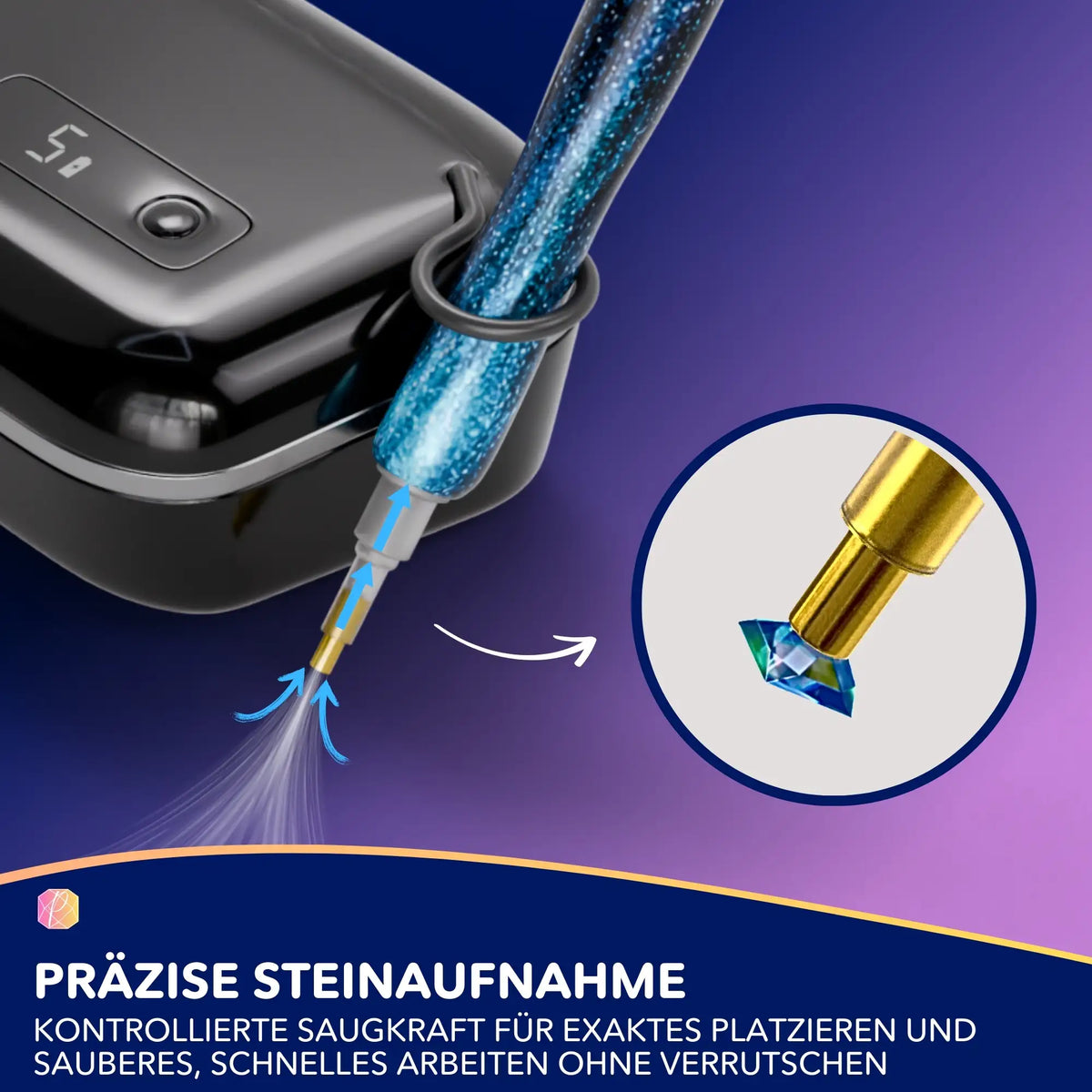 E-Painter Black Edition: Elektrischer Diamond Painting Stift mit Vakuum-Funktion zur präzisen Aufnahme der Diamanten.