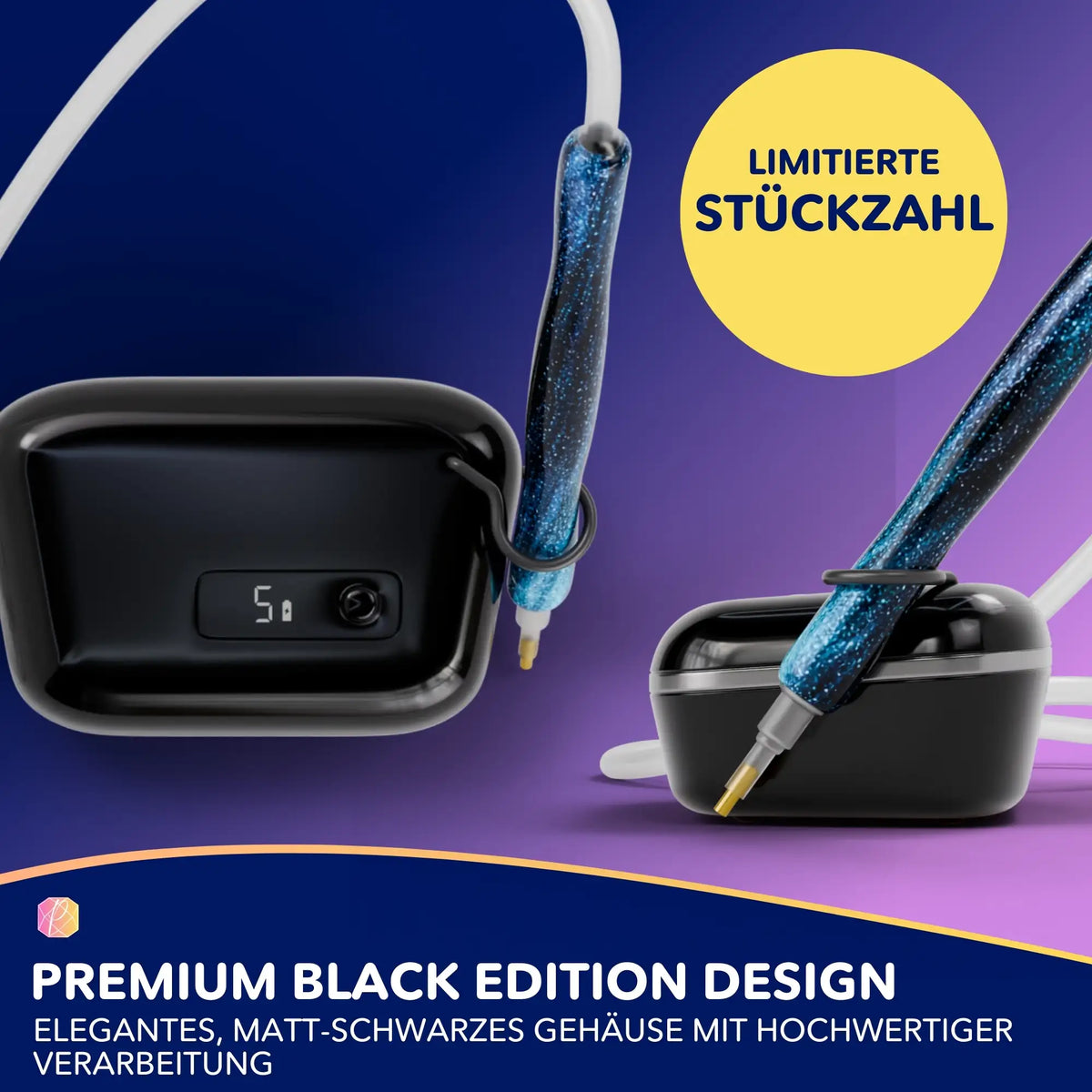 Elektrischer Diamond Painting Stift E-Painter Black Edition mit Vakuumsauger für präzises Diamanten Painting ohne Wachs