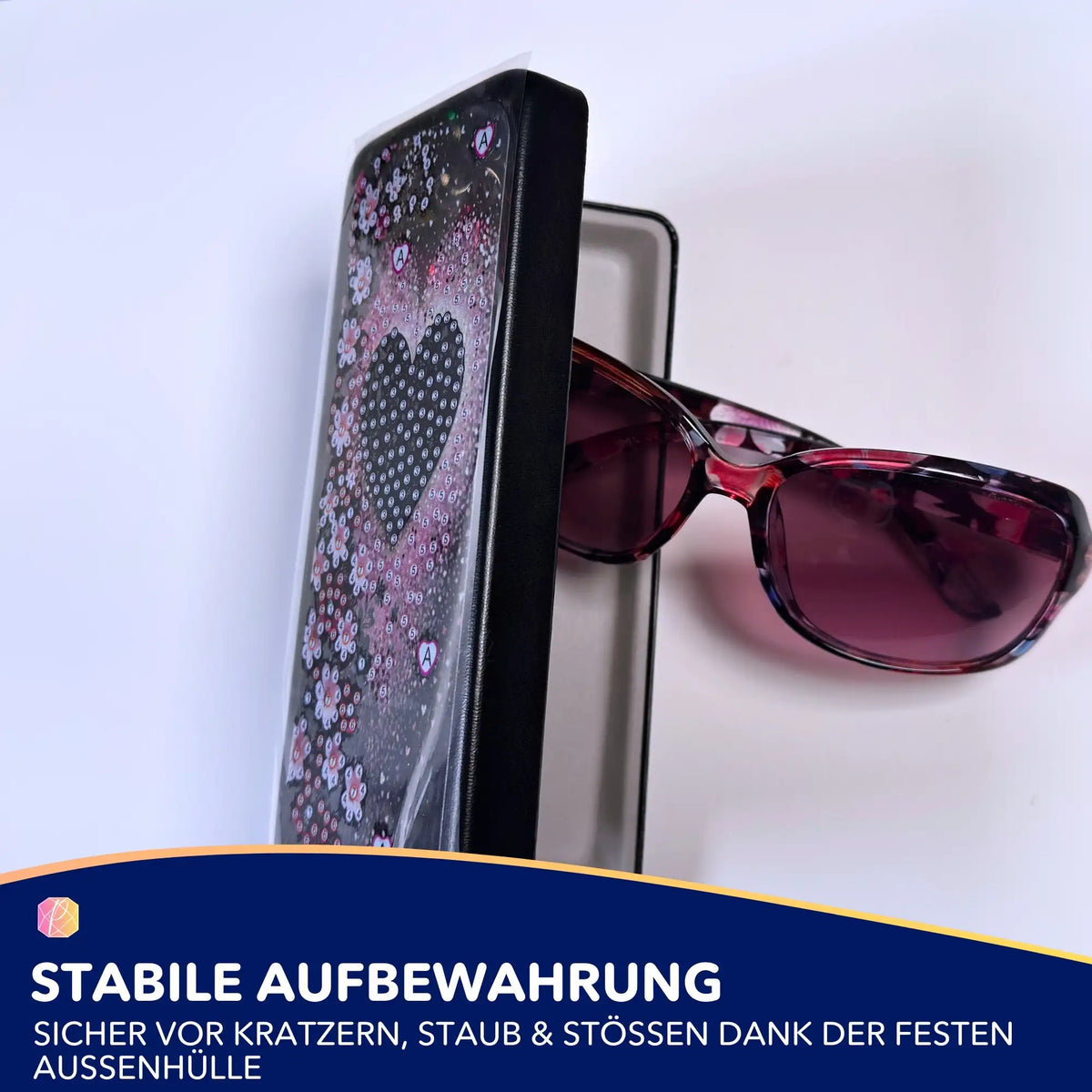 Diamond Painting Brillenetui mit Herz-Motiv als praktisches DIY-Set zur Aufbewahrung von Brillen