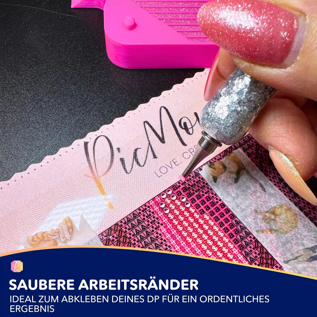 Diamond Painting Klebeband mit Kätzchen-Motiv für gerade Steinreihen und saubere Ränder beim Basteln