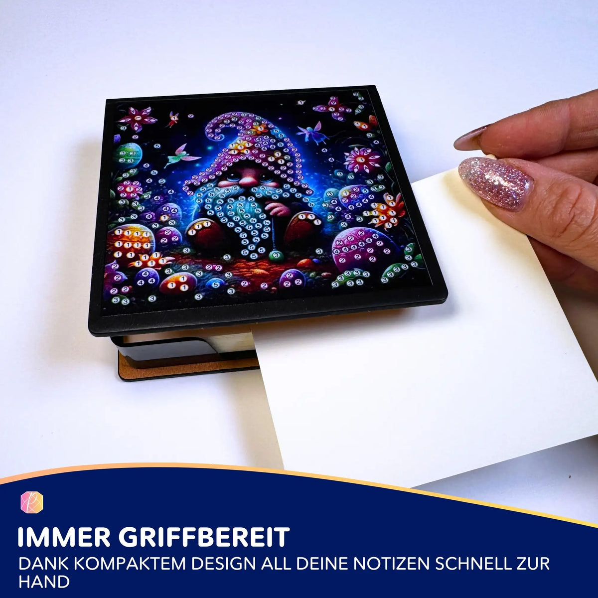 Diamond Painting Notizzettel mit Osterzwerg Motiv als kreative Osterdekoration zum Selbergestalten