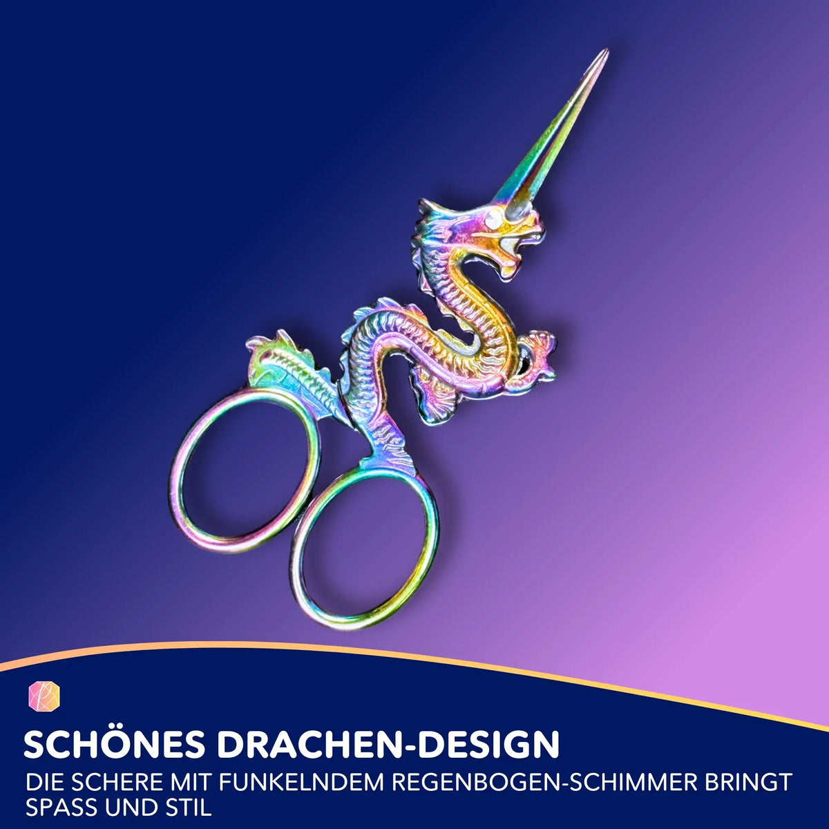 Diamond Painting Schere im Regenbogen-Drachen-Design als praktisches Zubehör für Bastel-Fans