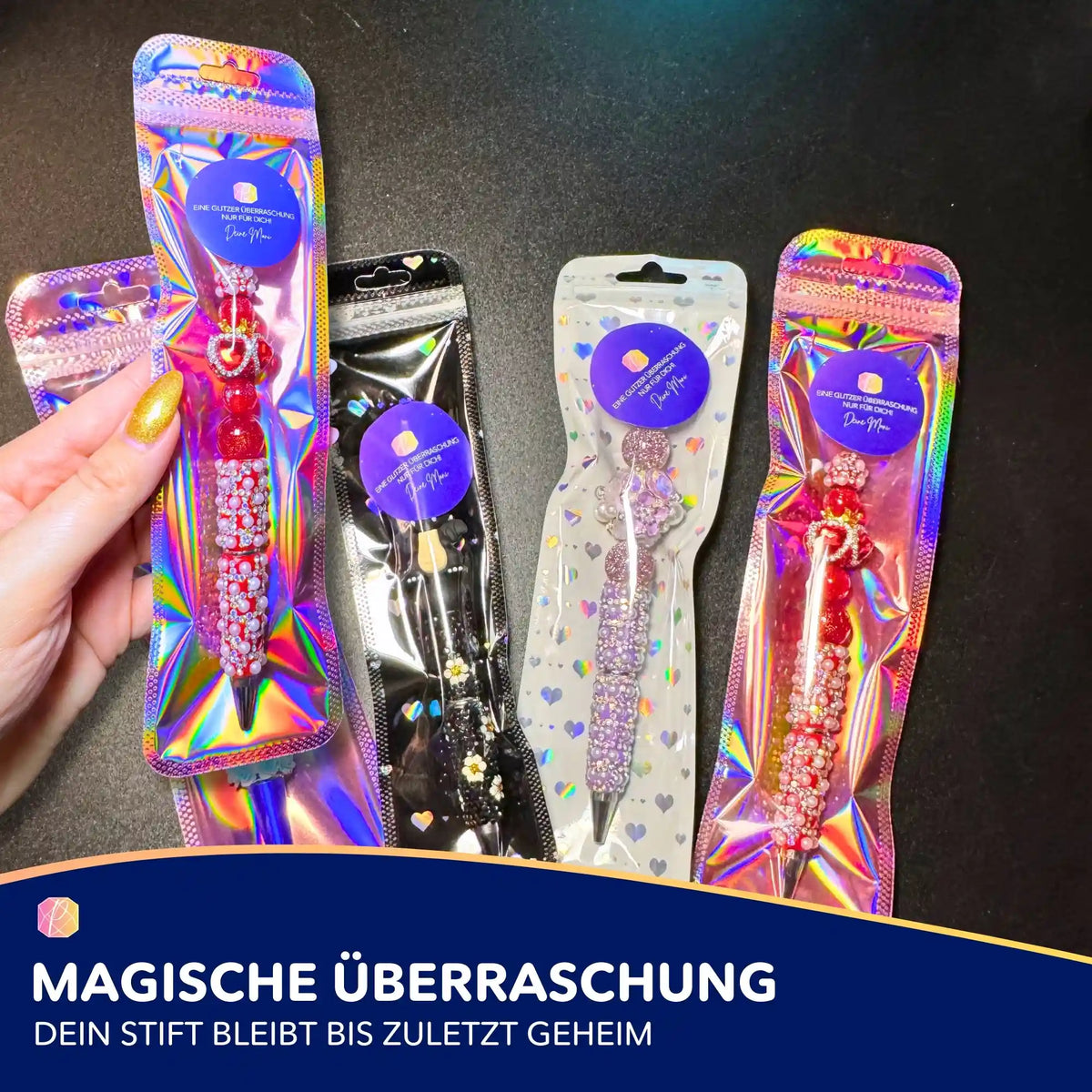 Handgefertigte Diamond Painting Stifte mit Glitzersteinen in glänzenden Geschenkverpackungen für Bastler