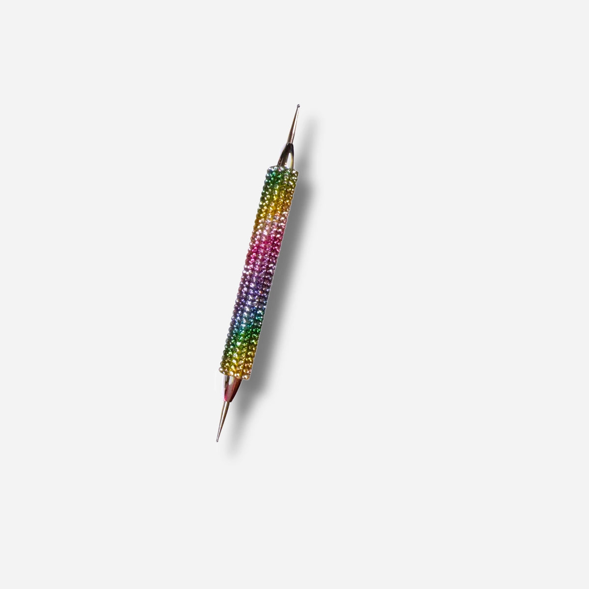 Regenbogenfarbener Diamond Painting Stift mit glitzernden Steinen als praktisches Zubehör zum Wachs entfernen