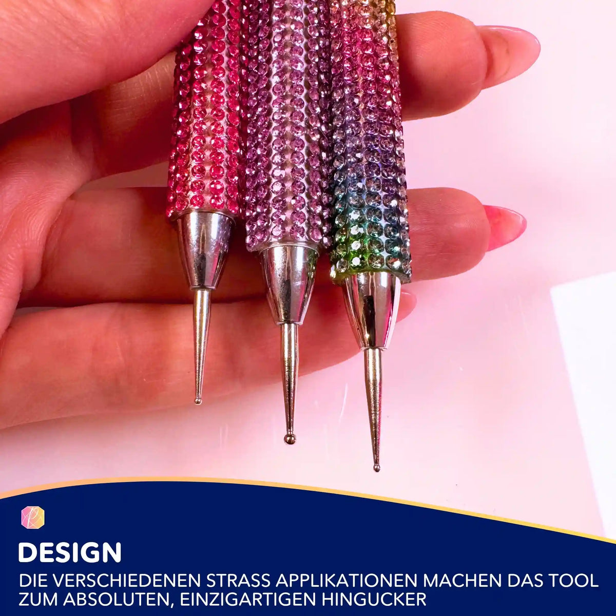 Glitzerndes Diamond Painting Werkzeug: Wachs- und Putty-Entferner Stifte mit farbigen Strass-Applikationen
