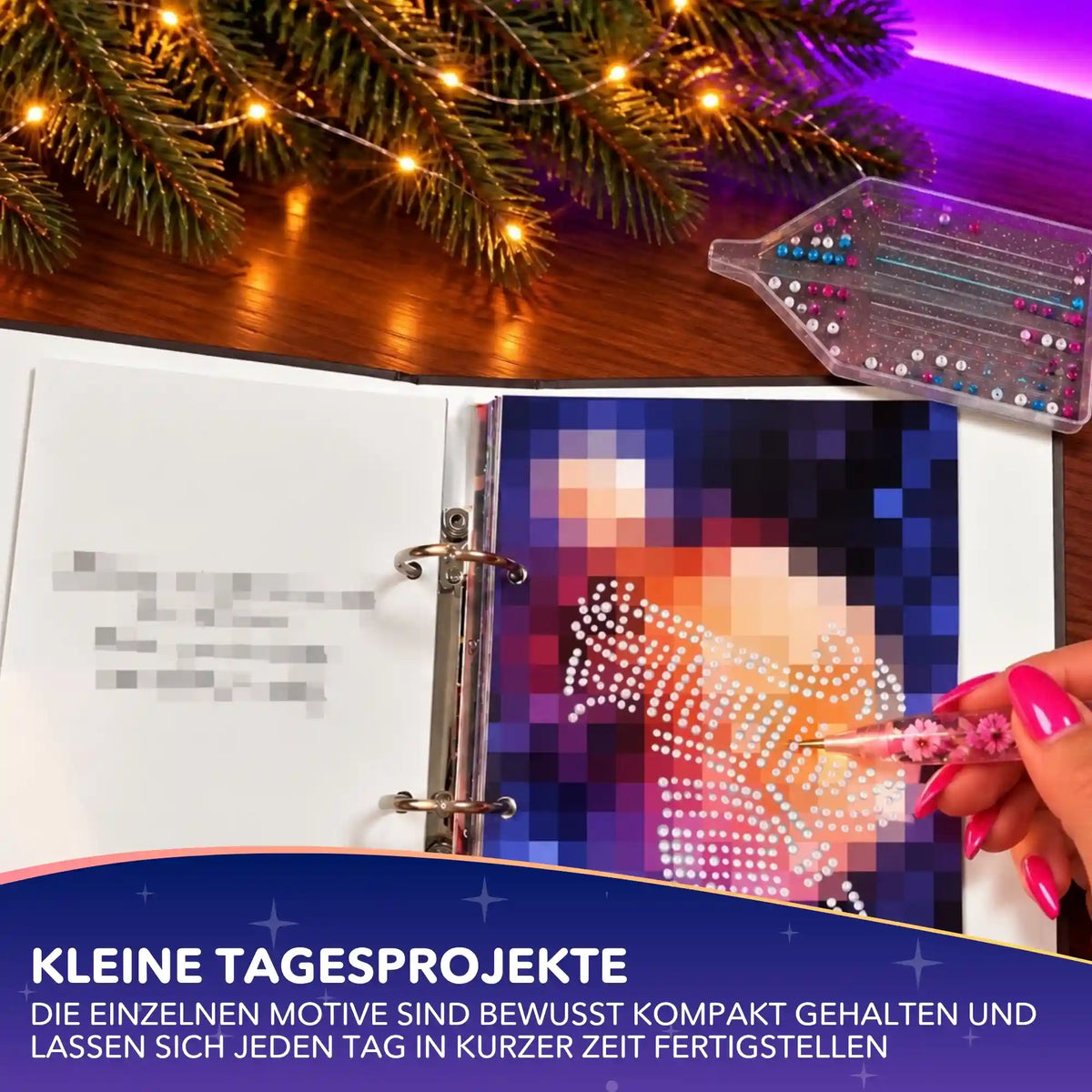 Diamond Painting Märchenbuch für Erwachsene: Weihnachtliches Projekt mit Stift und bunten Glitzersteinen