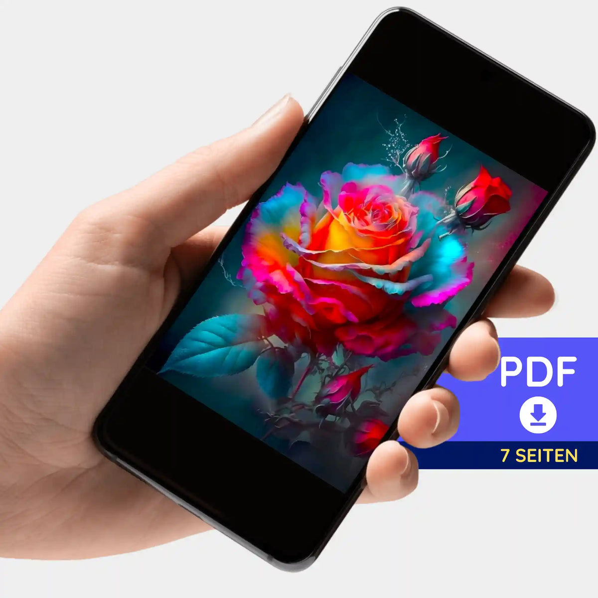 Digitale Picmondoo PDF-Bildmappe mit Zarte Rosenblüte Motiv für Diamond Painting und Malen nach Zahlen Projekte