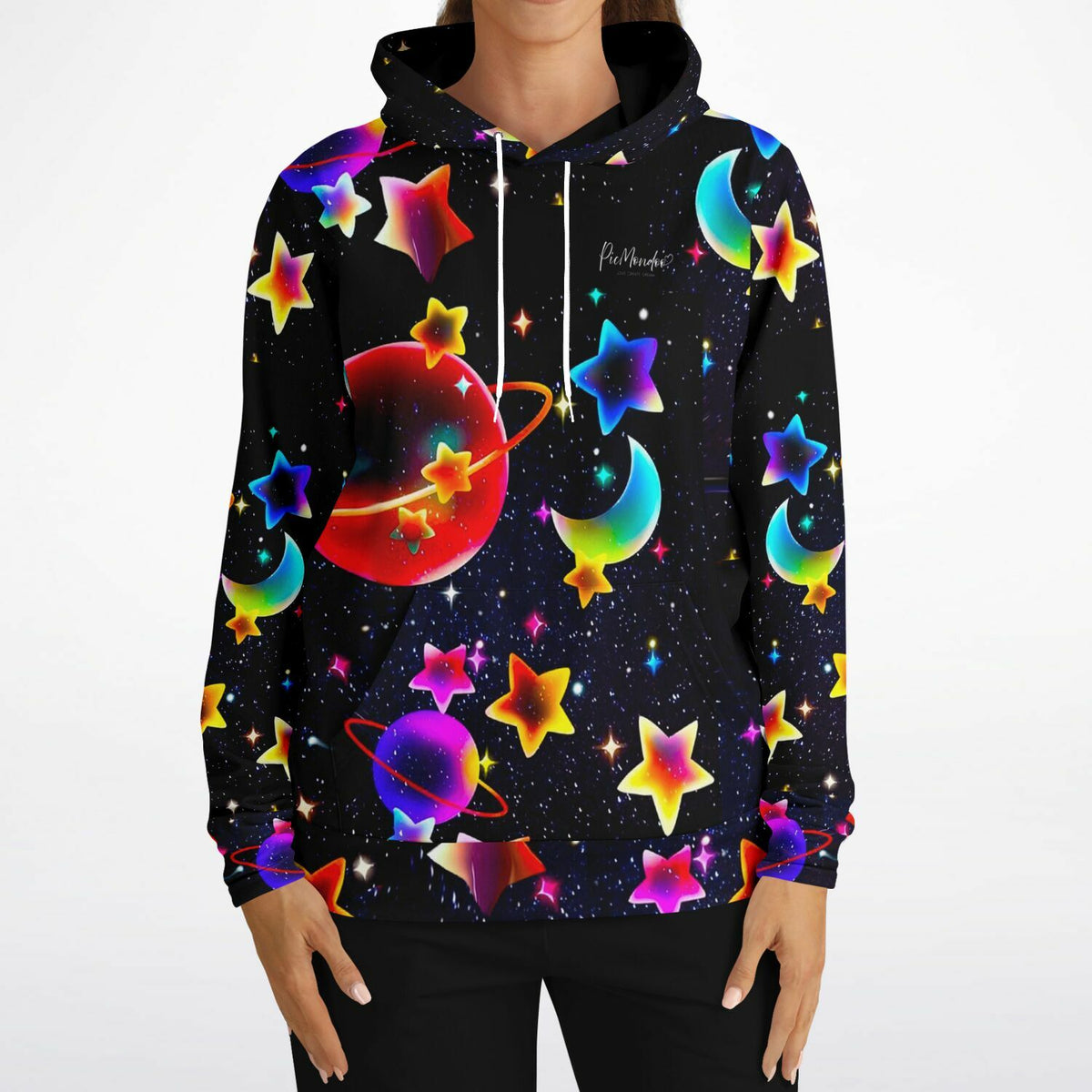 Dreamer Hoodie für Kinder mit buntem Weltraum-Motiv, Planeten und Sternen im Diamond Painting Design