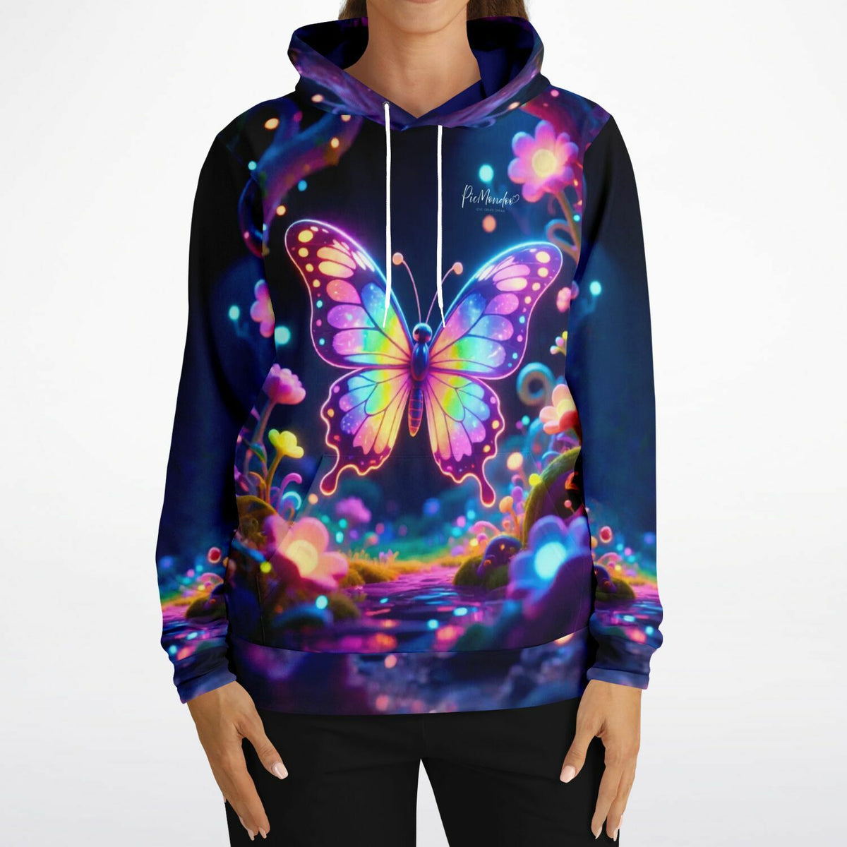 Dreamer Hoodie mit leuchtendem Schmetterling-Motiv in strahlenden Farben für Fans von Diamond Painting und Kreativität