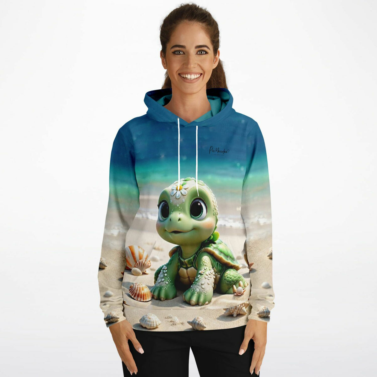 Dreamer Hoodie Sunny Schildi mit süßer Schildkröte am Strand, passendes Motiv für Diamond Painting und Bastelfans